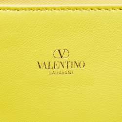 Pre Owned Valentino Yellow Woven Leather Allknots Shopper Tote