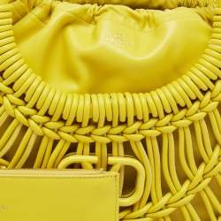 Pre Owned Valentino Yellow Woven Leather Allknots Shopper Tote