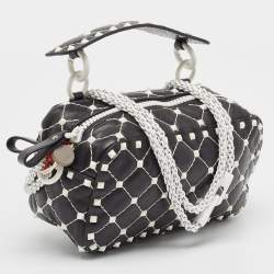 Pre Owned Valentino Black Quilted Leather Rockstud Spike Camera Crossbody Bag