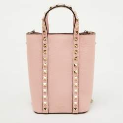 Pre Owned Valentino Light Pink Leather Rockstud Tote