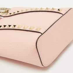 Pre Owned Valentino Light Pink Leather Rockstud Tote