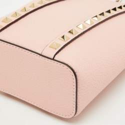 Pre Owned Valentino Light Pink Leather Rockstud Tote