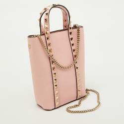 Pre Owned Valentino Light Pink Leather Rockstud Tote
