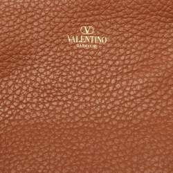 Pre Owned Valentino Tan/Natural Woven Raffia and Leather Medium Summer Tote