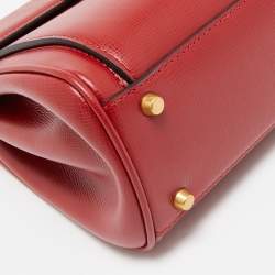 Pre Owned Valentino Red Leather Medium VLogo Stud Alcove Tote