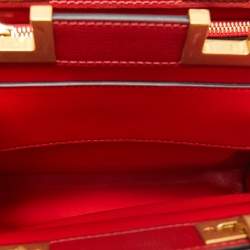 Pre Owned Valentino Red Leather Medium VLogo Stud Alcove Tote
