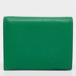 Valentino Green Leather VLogo Flap Card Case