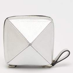Pre Owned Valentino Silver Leather Zip Coin Purse