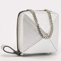 Pre Owned Valentino Silver Leather Zip Coin Purse