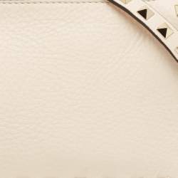 Pre Owned Valentino Light Ivory Leather Small Rockstud Crossbody Bag