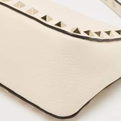 Pre Owned Valentino Light Ivory Leather Small Rockstud Crossbody Bag