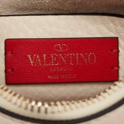 Pre Owned Valentino Light Ivory Leather Small Rockstud Crossbody Bag