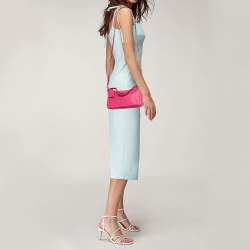 Pre Owned Valentino Pink Leather Small Rockstud Flip Lock Shoulder Bag