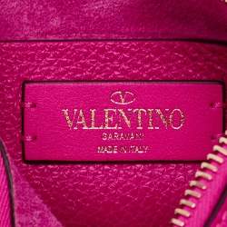Pre Owned Valentino Pink Leather Small Rockstud Flip Lock Shoulder Bag
