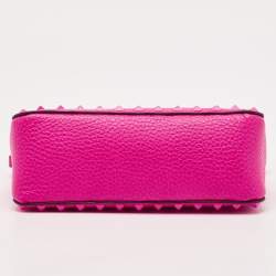 Pre Owned Valentino Pink Leather Small Rockstud Flip Lock Shoulder Bag