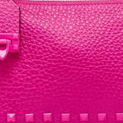 Pre Owned Valentino Pink Leather Small Rockstud Flip Lock Shoulder Bag