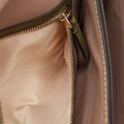 Pre Owned Valentino Olive Green Leather Rockstud Flap Clutch