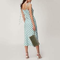 Pre Owned Valentino Olive Green Leather Rockstud Flap Clutch