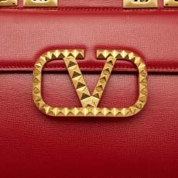 Valentino Red Leather Medium Rockstud Alcove Tote