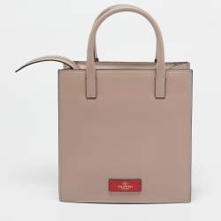 Pre Owned Valentino Dusty Pink Leather Small VLogo Walk Tote