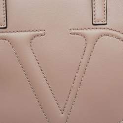 Pre Owned Valentino Dusty Pink Leather Small VLogo Walk Tote