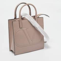 Pre Owned Valentino Dusty Pink Leather Small VLogo Walk Tote
