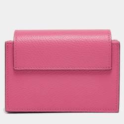 Pre Owned Valentino Pink Leather VLogo Gusset Card Case