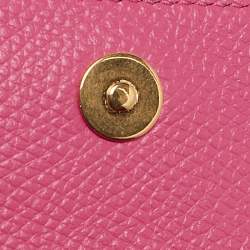 Pre Owned Valentino Pink Leather VLogo Gusset Card Case