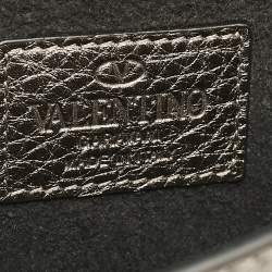 Pre Owned Valentino Metallic Leather Small Rockstud Glam Lock Flap Bag