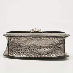 Pre Owned Valentino Metallic Leather Small Rockstud Glam Lock Flap Bag