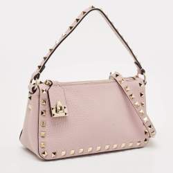 Pre Owned Valentino Lilac Leather Small Rockstud Top Handle Bag