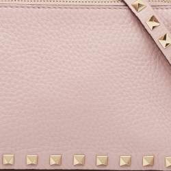 Pre Owned Valentino Lilac Leather Small Rockstud Top Handle Bag