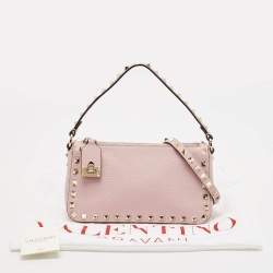 Pre Owned Valentino Lilac Leather Small Rockstud Top Handle Bag