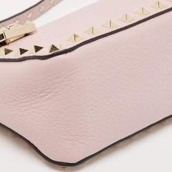 Pre Owned Valentino Lilac Leather Small Rockstud Top Handle Bag