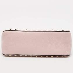 Pre Owned Valentino Lilac Leather Small Rockstud Top Handle Bag
