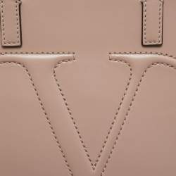 Pre Owned Valentino Beige Poudre Leather Small VLogo Walk Tote