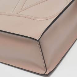 Pre Owned Valentino Beige Poudre Leather Small VLogo Walk Tote