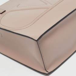 Pre Owned Valentino Beige Poudre Leather Small VLogo Walk Tote