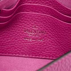 Pre Owned Valentino Hot Pink Leather Small Rockstud Flap Crossbody Bag