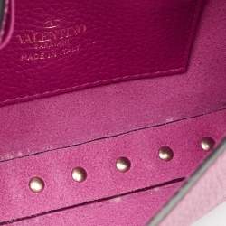 Pre Owned Valentino Hot Pink Leather Small Rockstud Flap Crossbody Bag