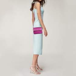 Pre Owned Valentino Hot Pink Leather Small Rockstud Flap Crossbody Bag