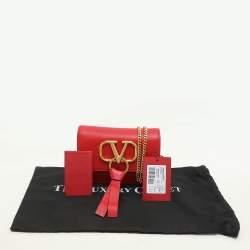 Valentino Red Leather VRing Chain Crossbody Bag