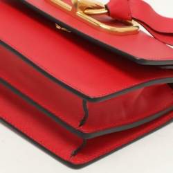 Valentino Red Leather VRing Chain Crossbody Bag