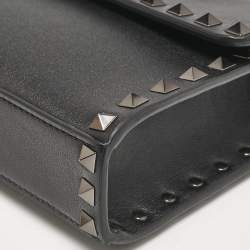 Valentino Black Leather Rockstud Flap Crossbody Bag