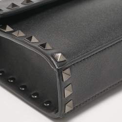 Valentino Black Leather Rockstud Flap Crossbody Bag