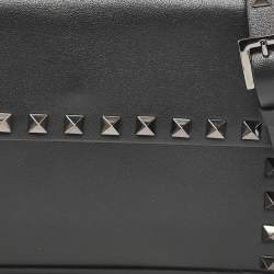 Valentino Black Leather Rockstud Flap Crossbody Bag