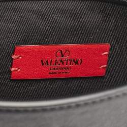 Valentino Black Leather Rockstud Flap Crossbody Bag