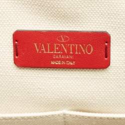 Valentino Off-White/Black Canvas Large VLTN Logo Tote