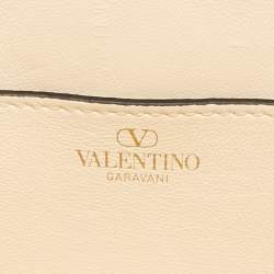Valentino White Leather Woven VSling Small Double Handle Bag