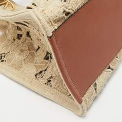Valentino Beige Canvas and Raffia Medium Resort Flower Tote